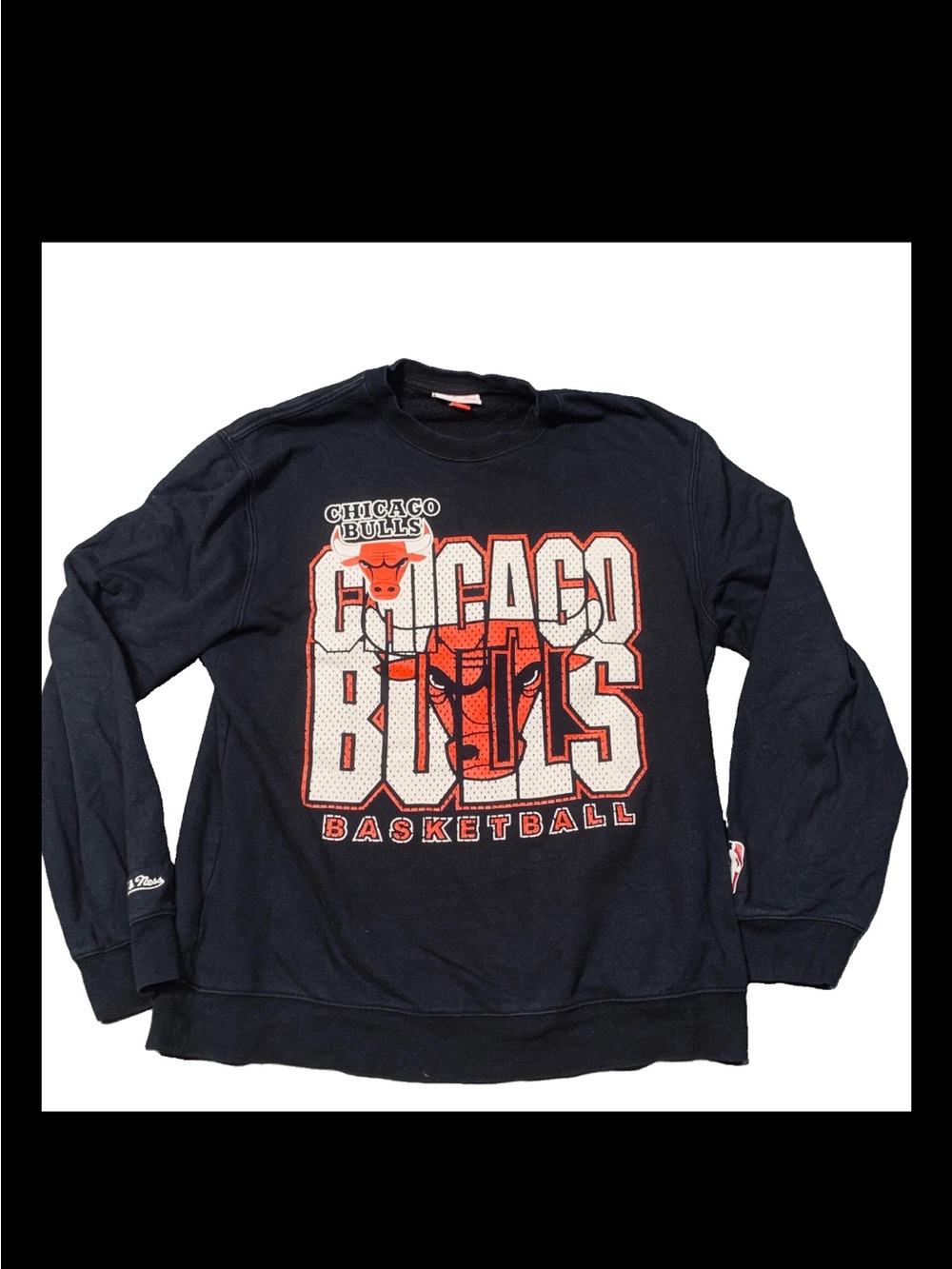Mitchell & Ness Chicago Bulls Basketball Sweatshirt Men Sz Large Black Red White